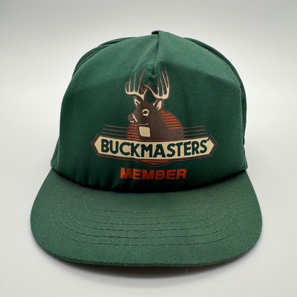 Vintage Buckmasters Member Hat Green Snapback Trucker Cap Made in USA Hunting